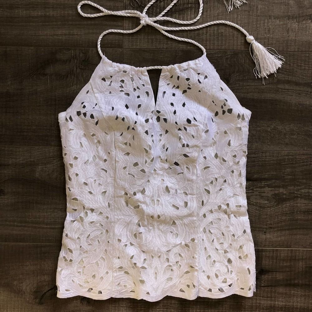 WHBM White Lace Halter Bustier Corset Top - Size 0 - Picture 2 of 10